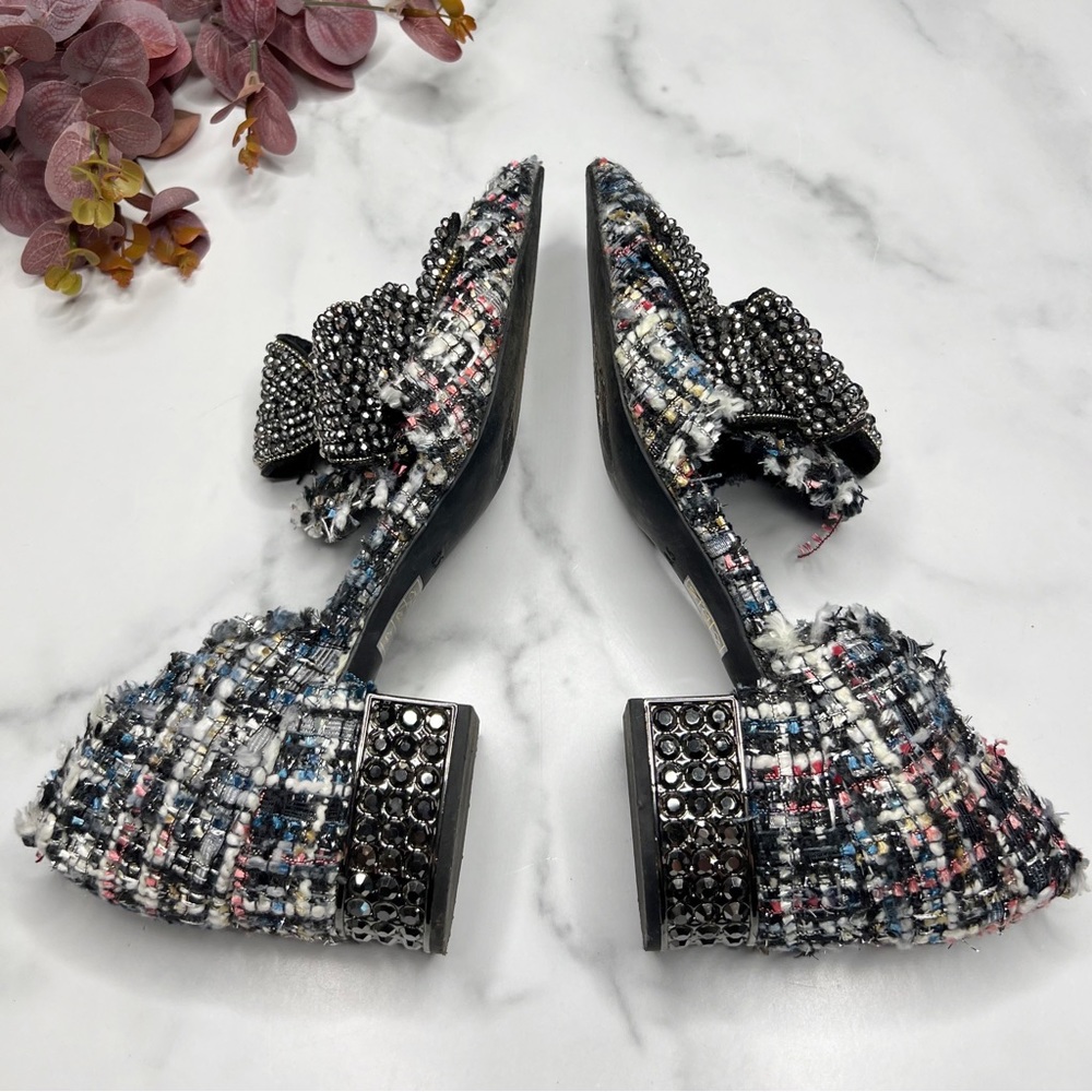 Jeffrey Campbell Valenti Mixed Media Bow Loafer Block Heel - Picture 4 of 11